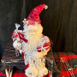Festive Red and Silver Santa Figurine